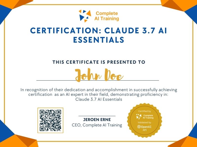 Certification: Claude 3.7 AI Essentials