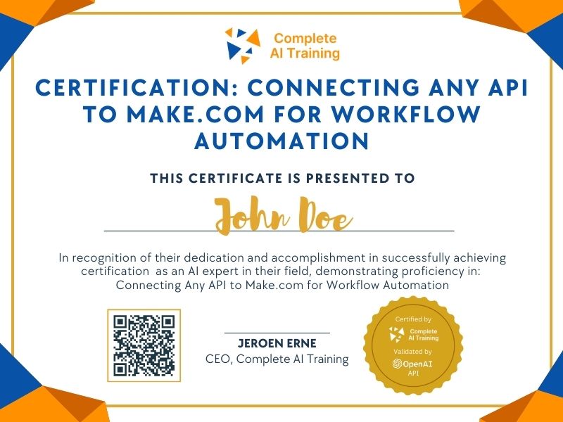 Certification: Connecting Any API to Make.com for Workflow Automation