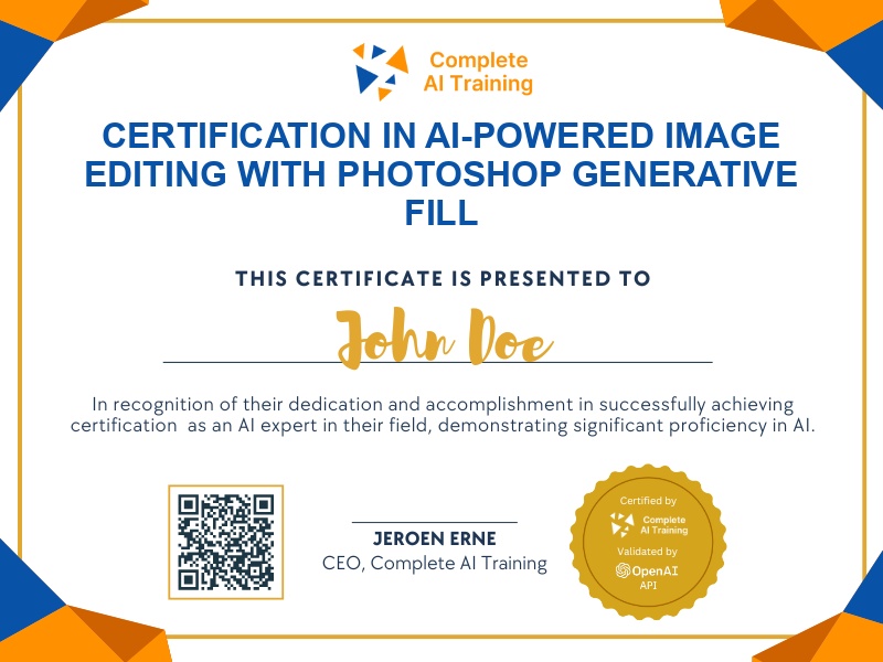 Certification in AI-Powered Image Editing with Photoshop Generative Fill