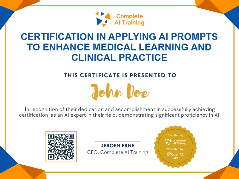 Certification in Applying AI Prompts to Enhance Medical Learning and Clinical Practice