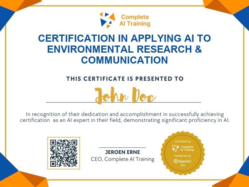 Certification in Applying AI to Environmental Research & Communication