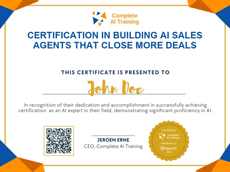 Certification in Building AI Sales Agents That Close More Deals