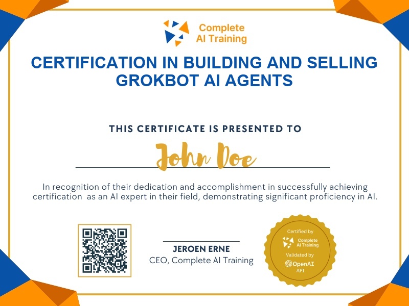 Certification in Building and Selling Grokbot AI Agents