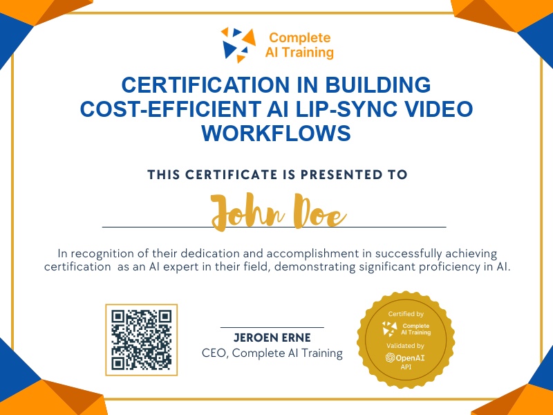Certification in Building Cost-Efficient AI Lip-Sync Video Workflows