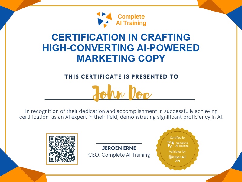 Certification in Crafting High-Converting AI-Powered Marketing Copy