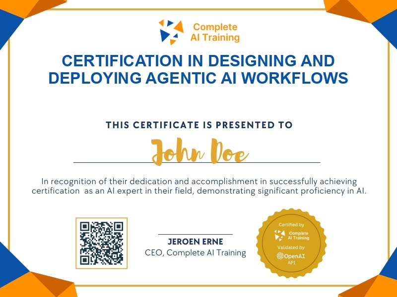 Certification in Designing and Deploying Agentic AI Workflows