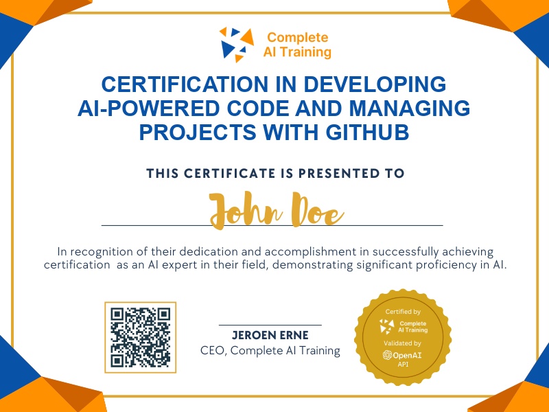 Certification in Developing AI-Powered Code and Managing Projects with GitHub