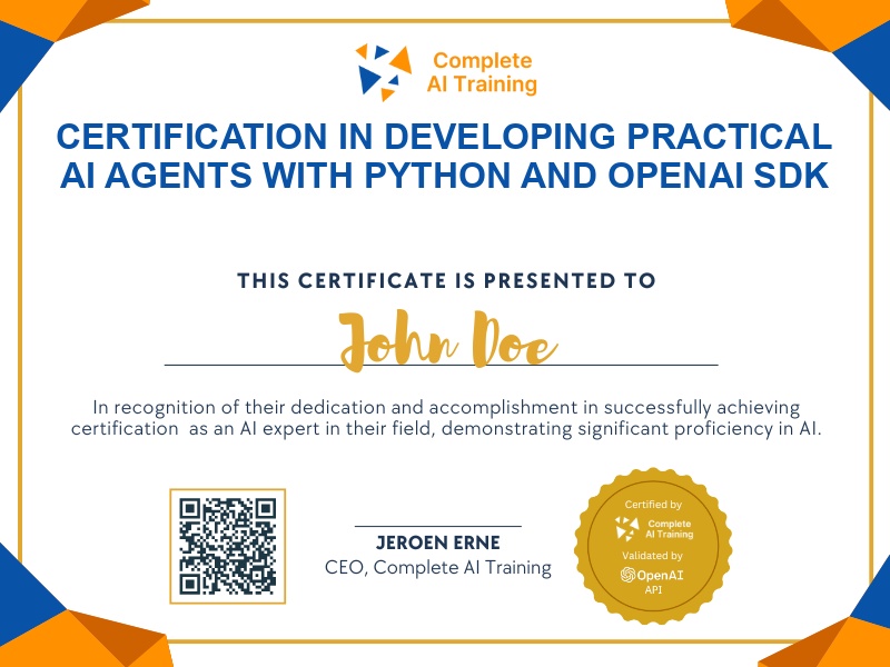 Certification in Developing Practical AI Agents with Python and OpenAI SDK