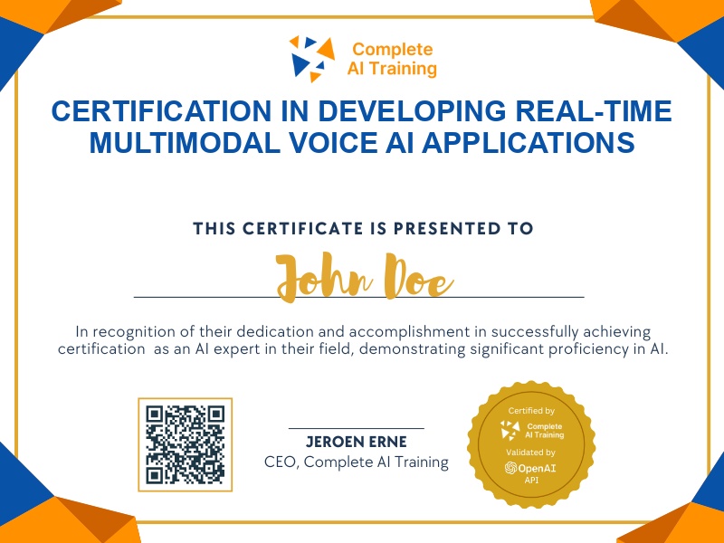 Certification in Developing Real-Time Multimodal Voice AI Applications