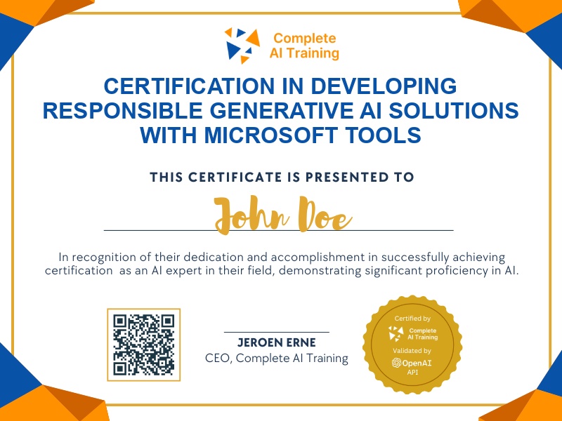 Certification in Developing Responsible Generative AI Solutions with Microsoft Tools