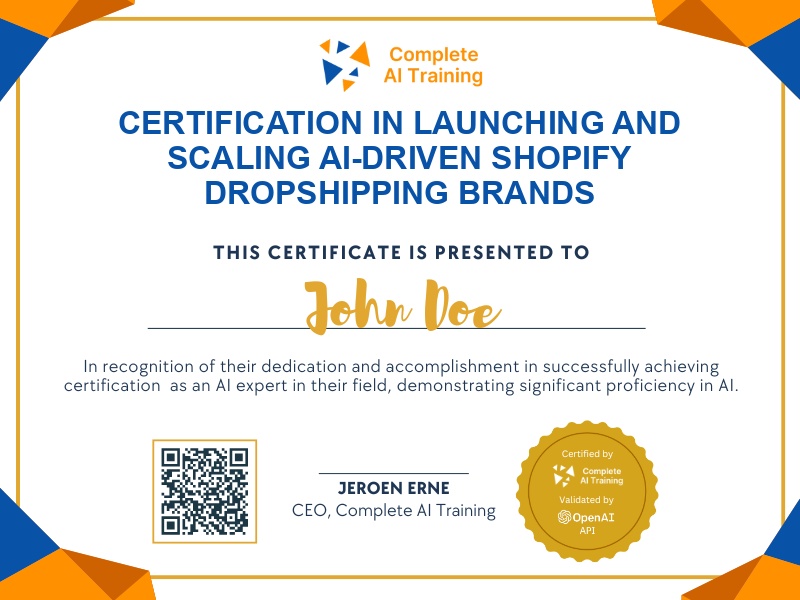 Certification in Launching and Scaling AI-Driven Shopify Dropshipping Brands