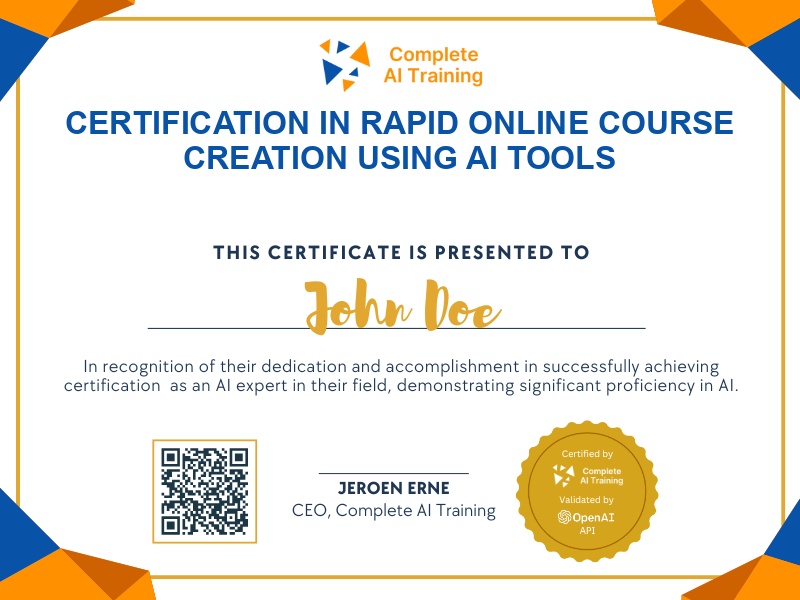 Certification in Rapid Online Course Creation Using AI Tools