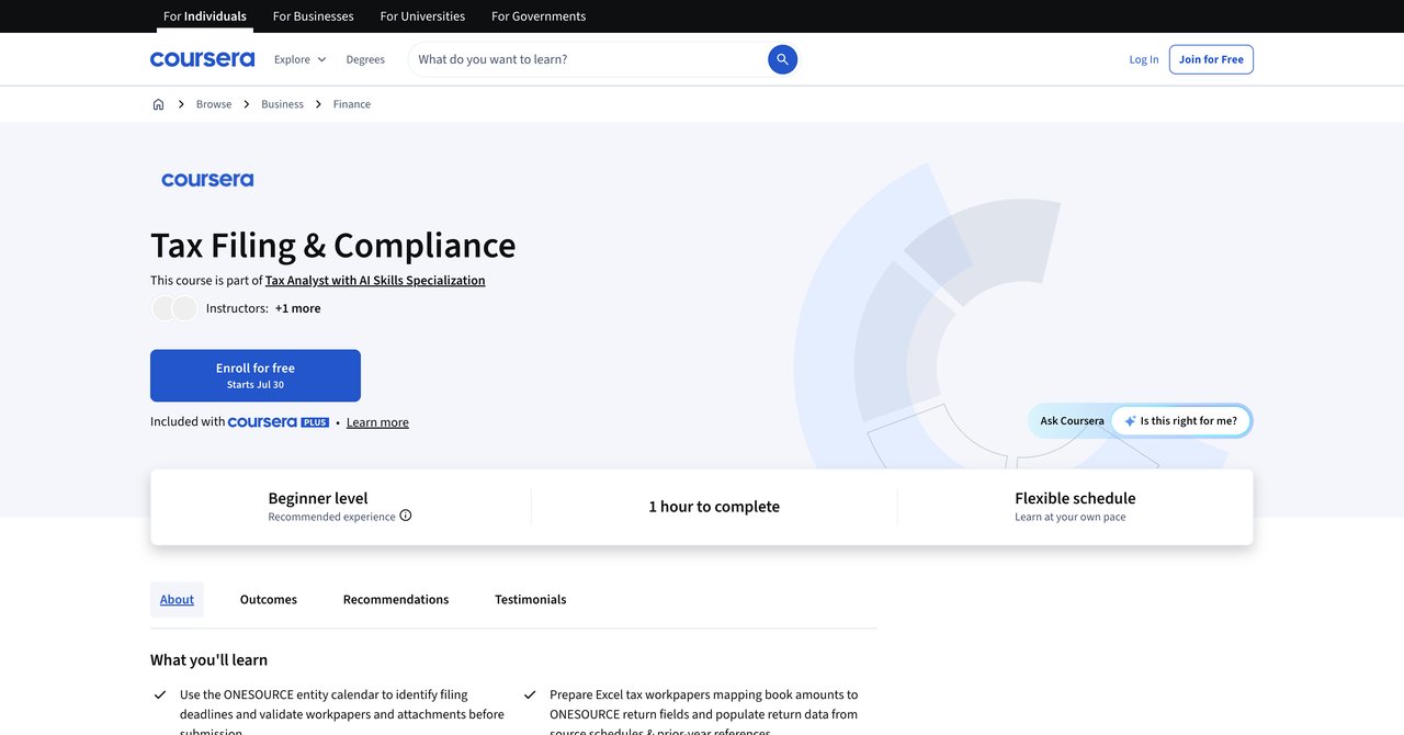 Tax Filing and Compliance Coursera