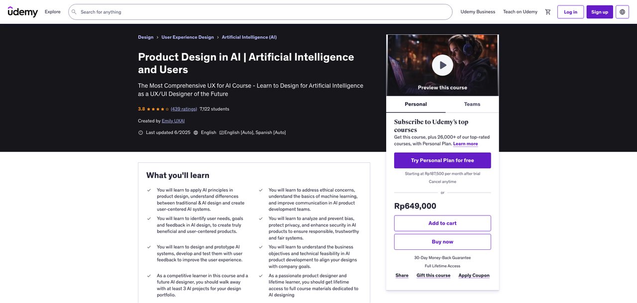 Product Design in AI by Udemy