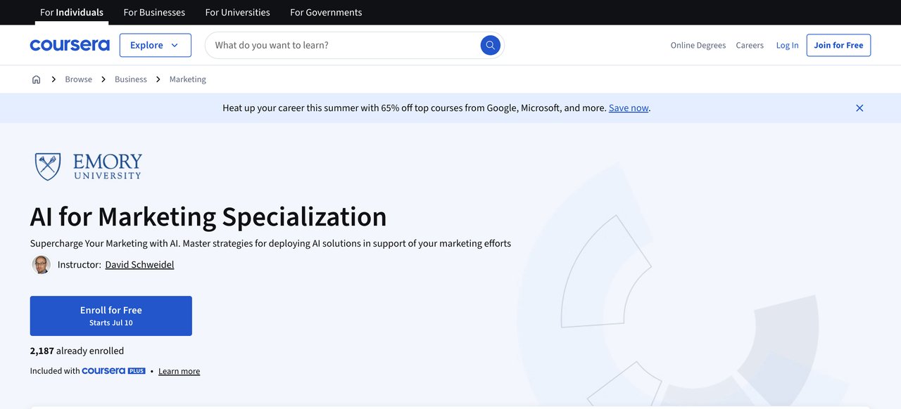 AI for Marketing Specialization by Google