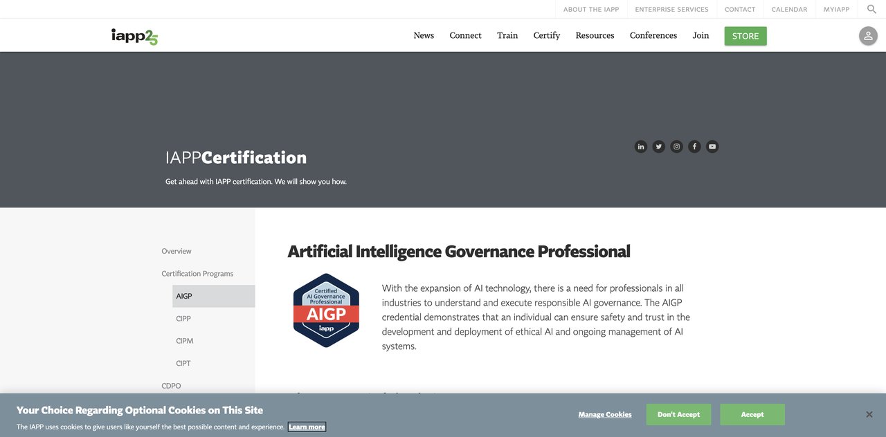 Artificial Intelligence Governance Professional