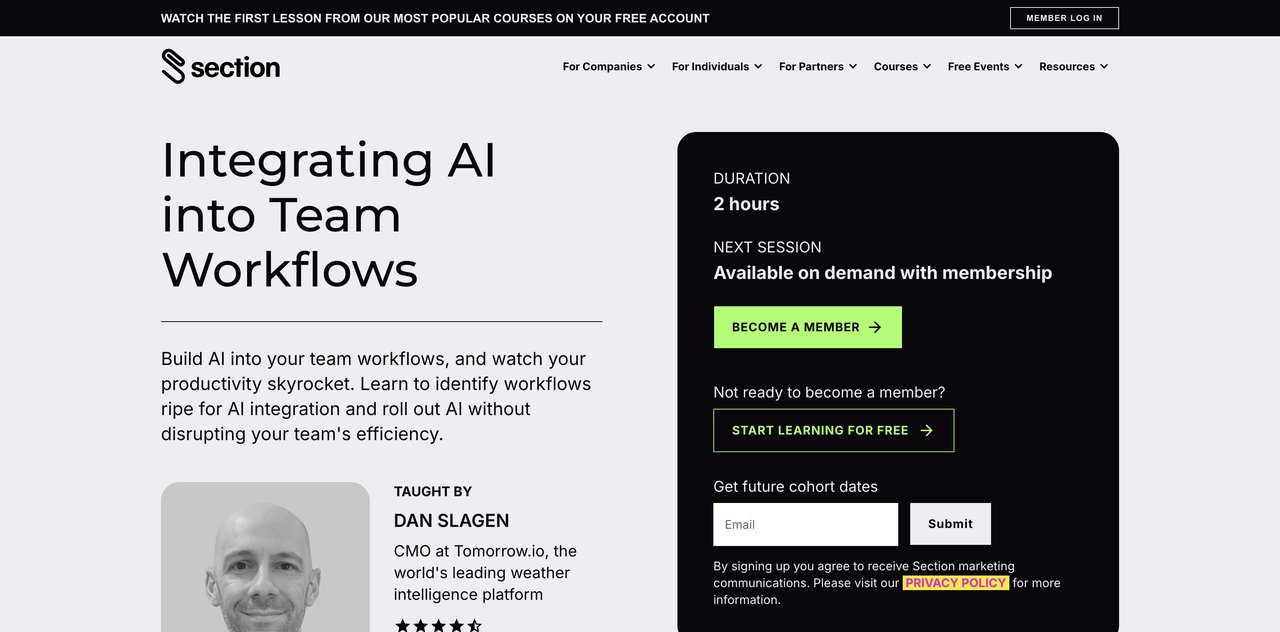 Integrating AI into Team Workflows by Section AI