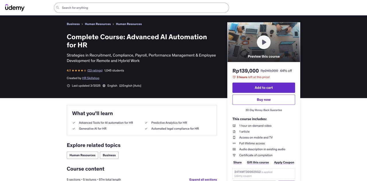 Complete Advanced AI Automation for HR by Udemy