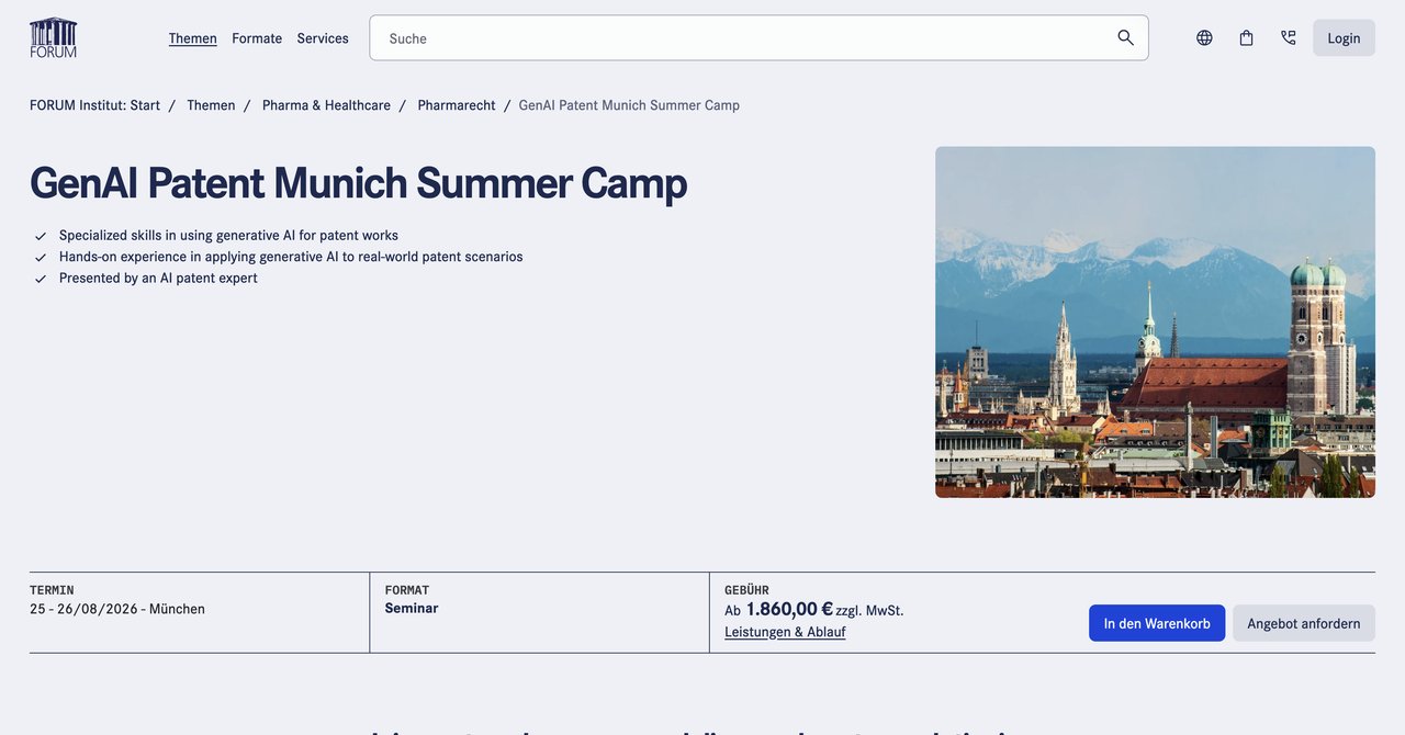 GenAI Patent Munich Summer Camp by FORUM Institut
