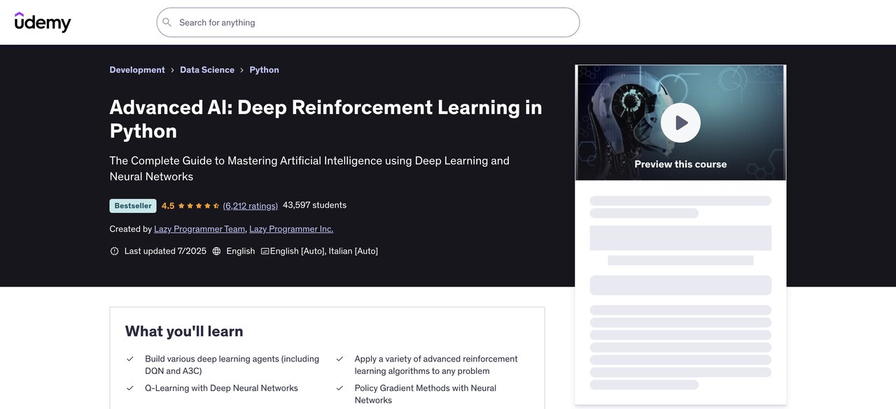 Advanced AI: Deep Reinforcement Learning in Python