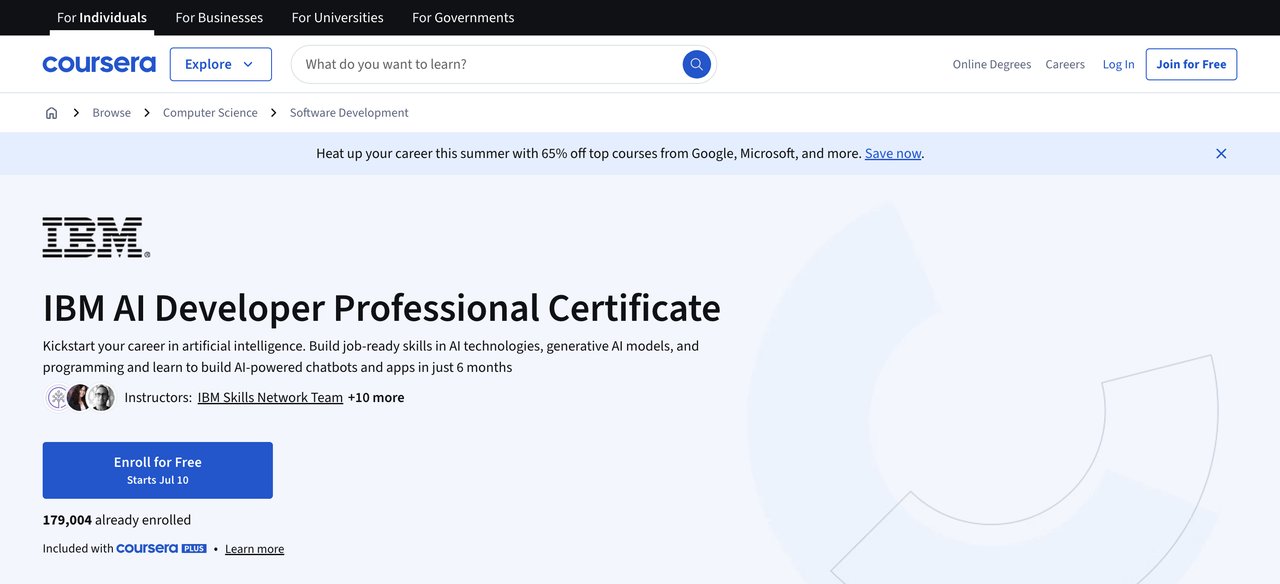 IBM AI Developer Certificate