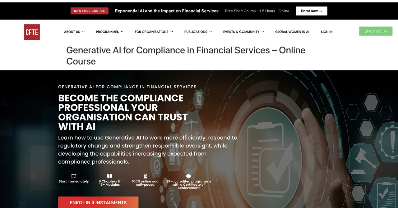 Generative AI for Compliance in Financial Services by CFTE