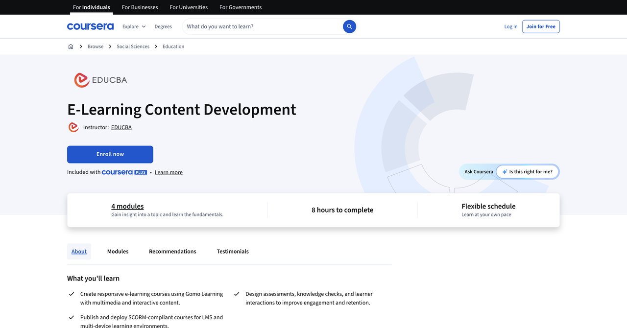E-Learning Content Development - Coursera