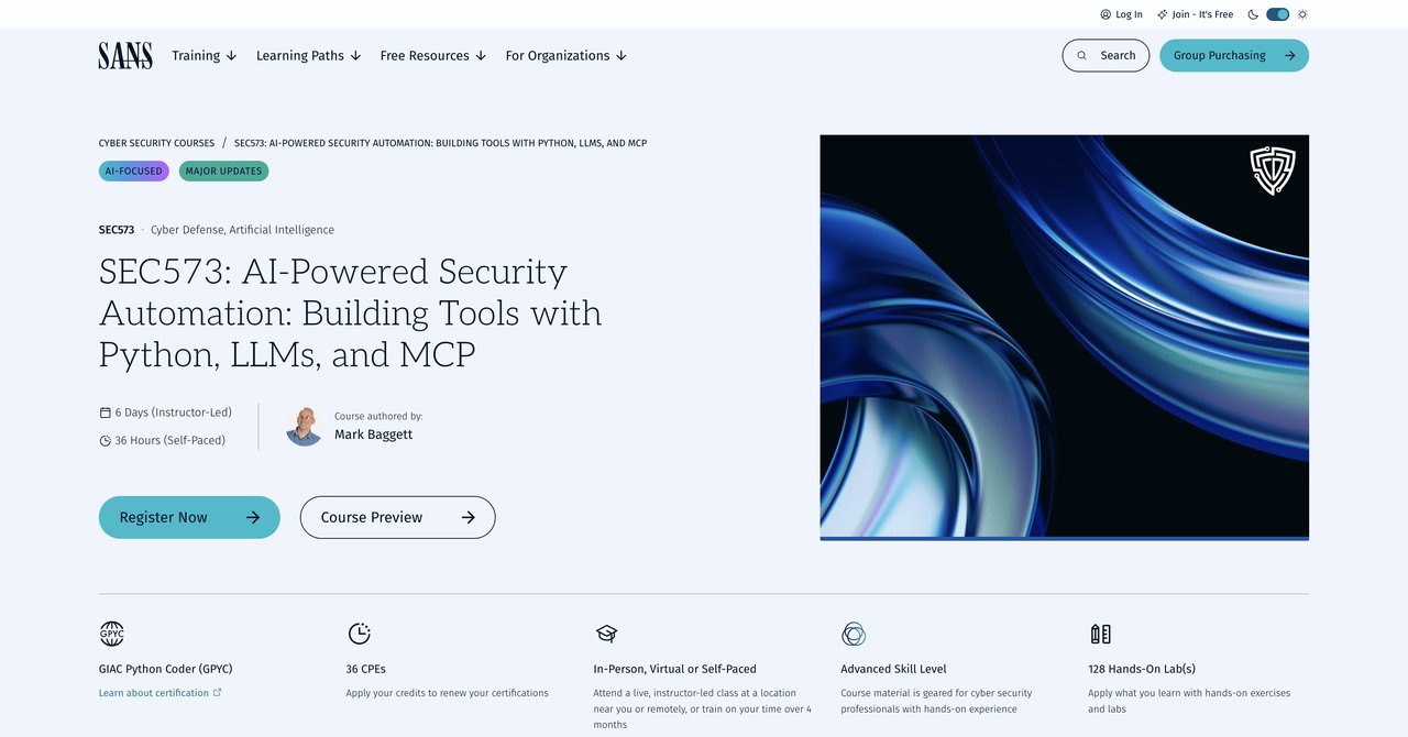SEC573 AI-Powered Security Automation