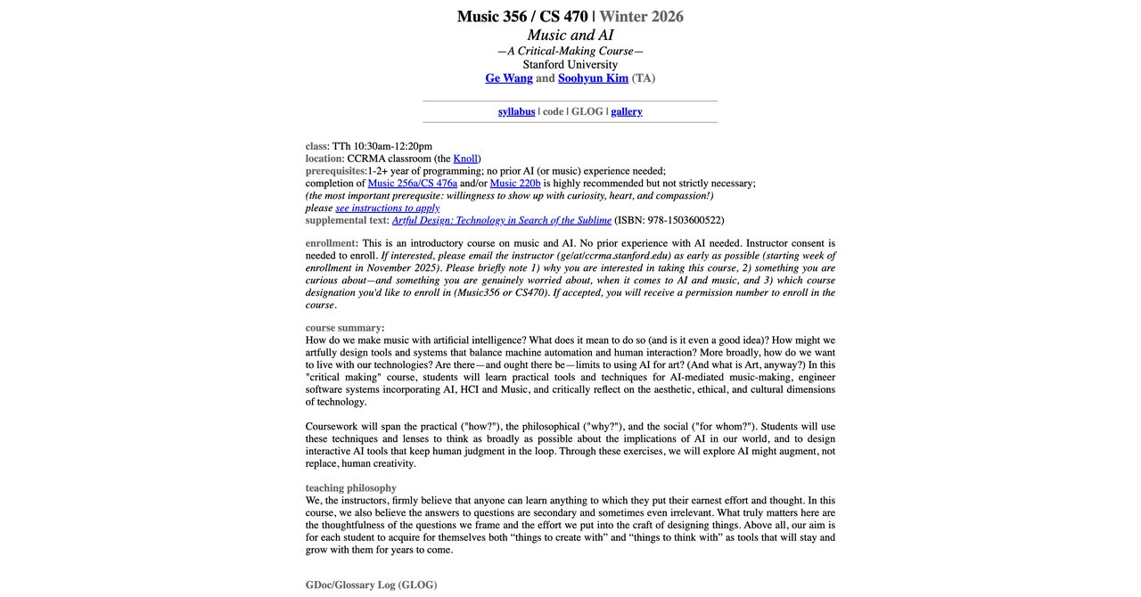 Stanford Music 356 CS 470 by Stanford University CCRMA
