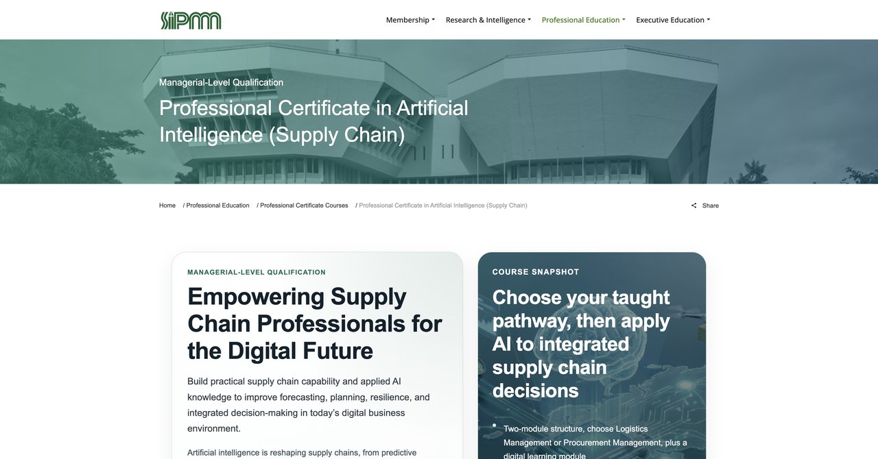 SIPMM Professional Certificate in AI Supply Chain
