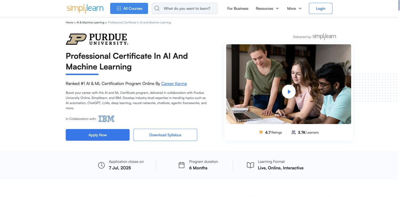 Postgraduate Program in AI by Purdue