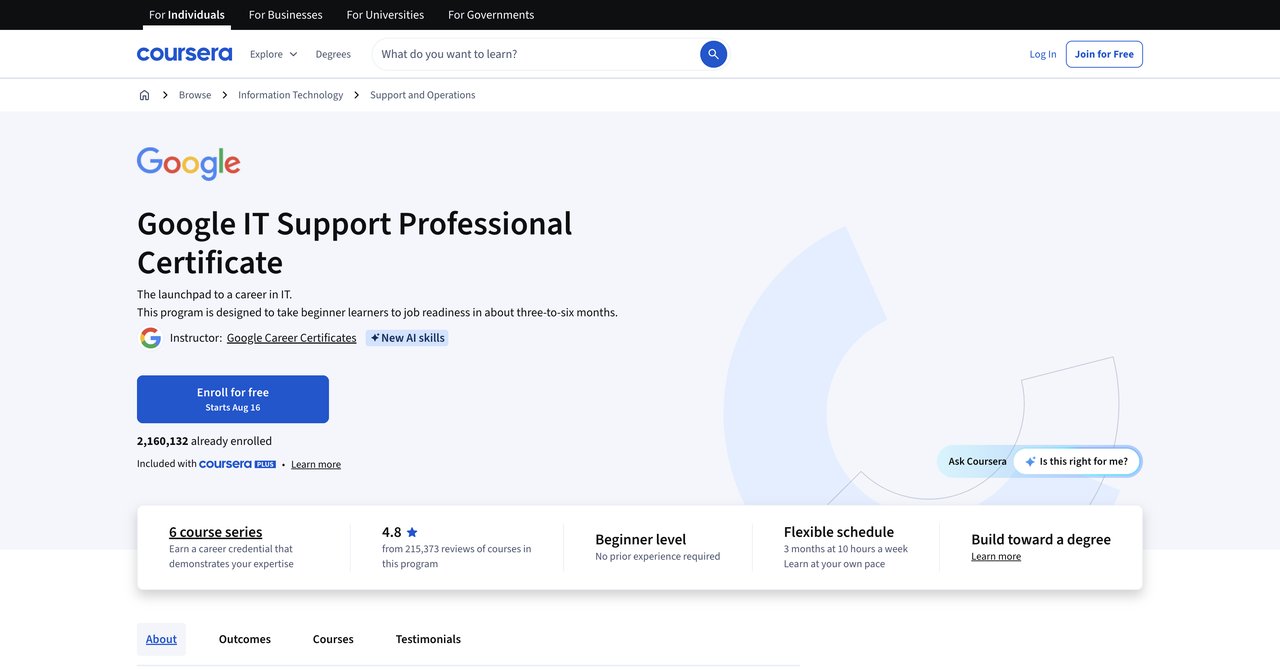 Google IT Support Professional Certificate