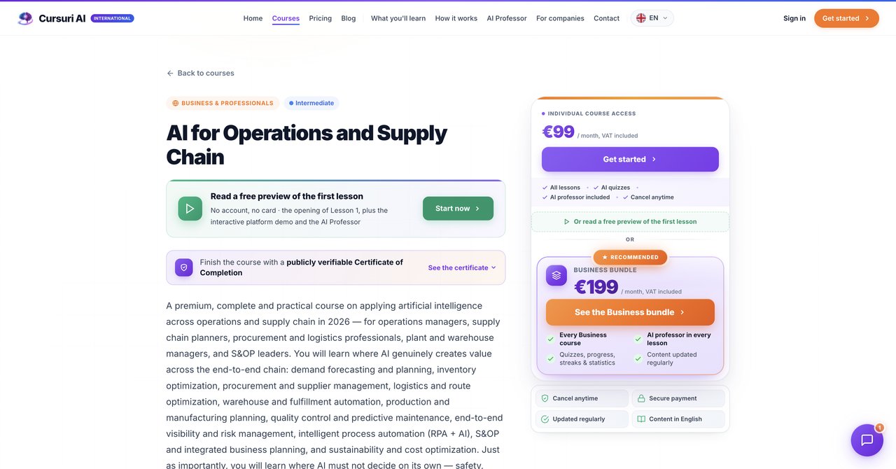 AI for Operations and Supply Chain