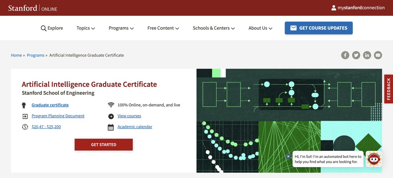 Stanford University AI Graduate Certificate