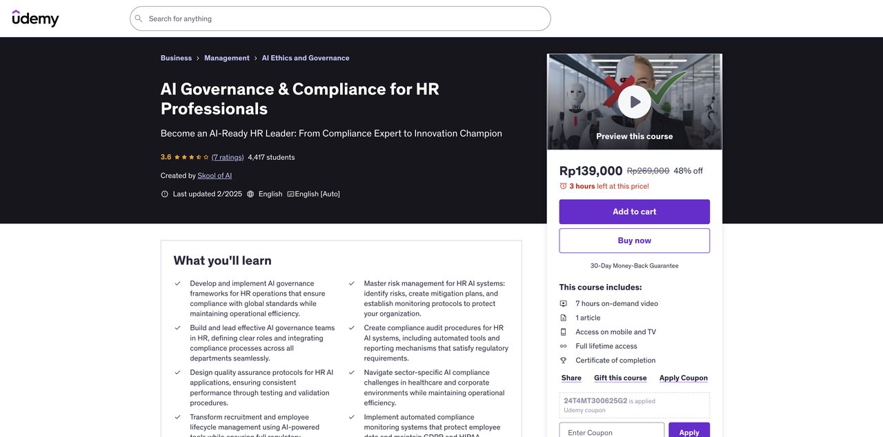 AI Governance & Compliance for HR Professionals by Udemy