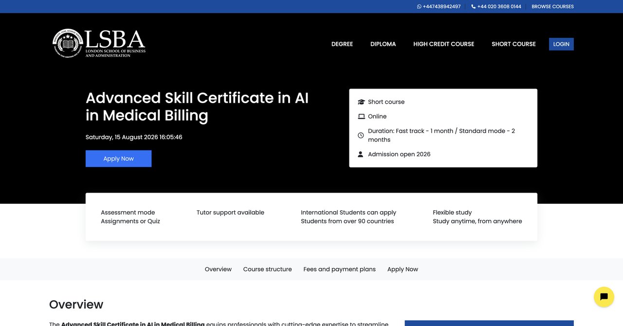 Advanced Skill Certificate by LSBA