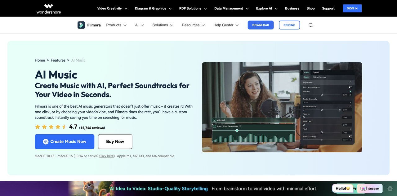 Filmora AI Music Composer