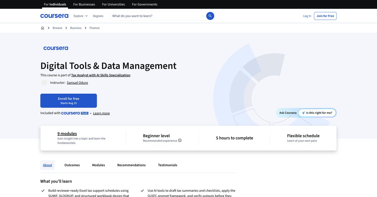 Digital Tools and Data Management Coursera