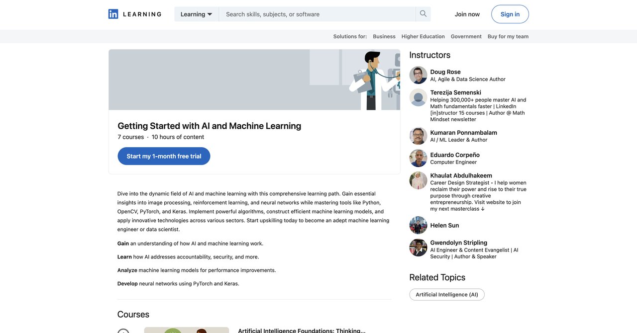 LinkedIn Learning AI Fundamentals