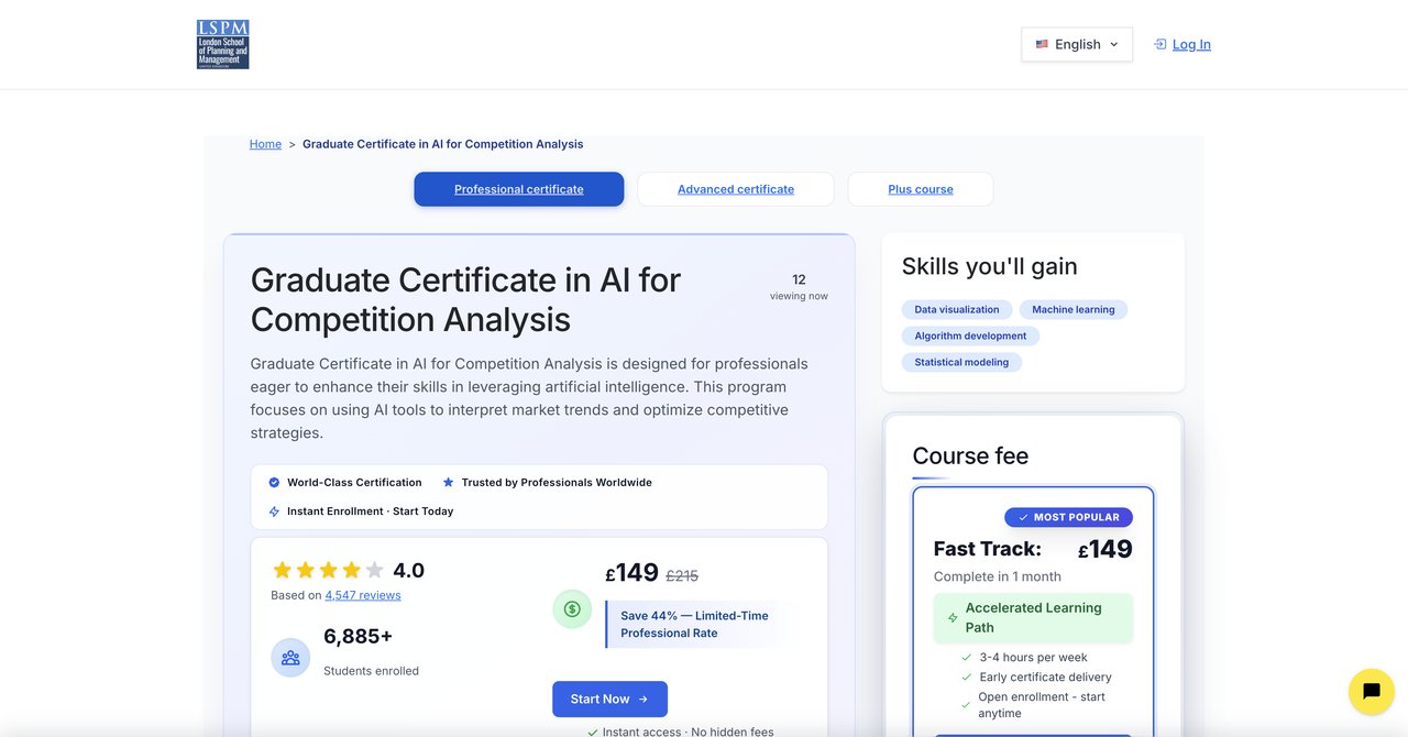 Graduate Certificate in AI for Competitive Analysis
