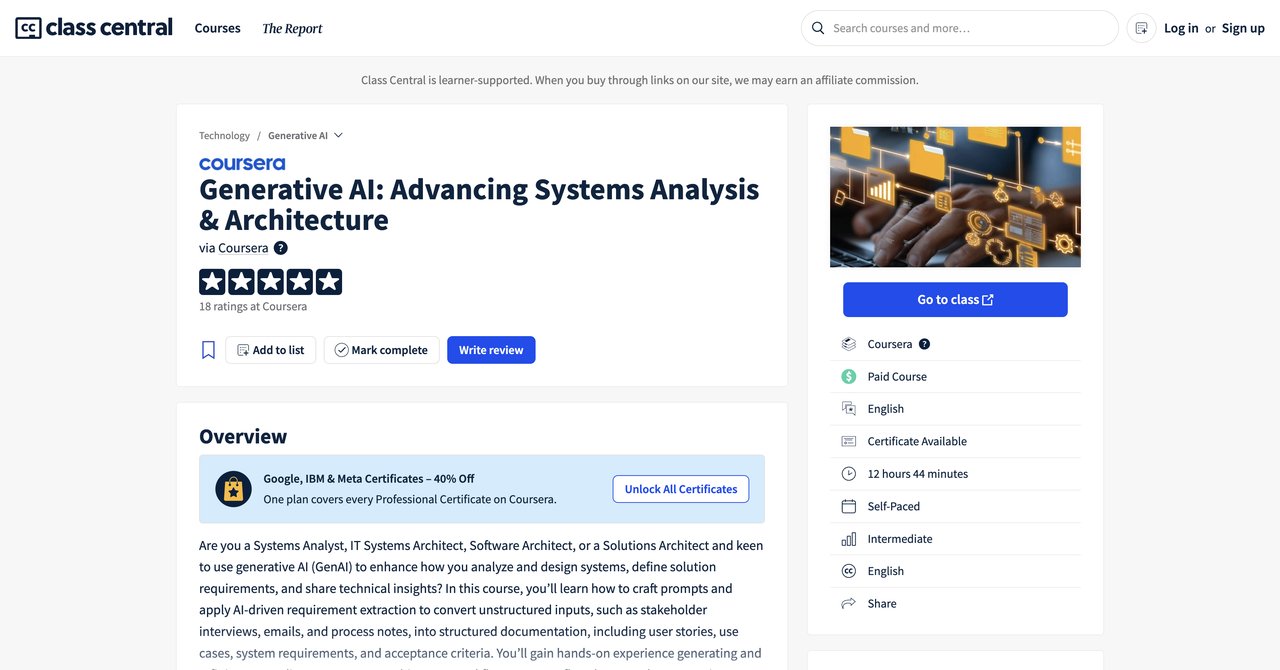 Generative AI Advancing Systems Analysis Coursera