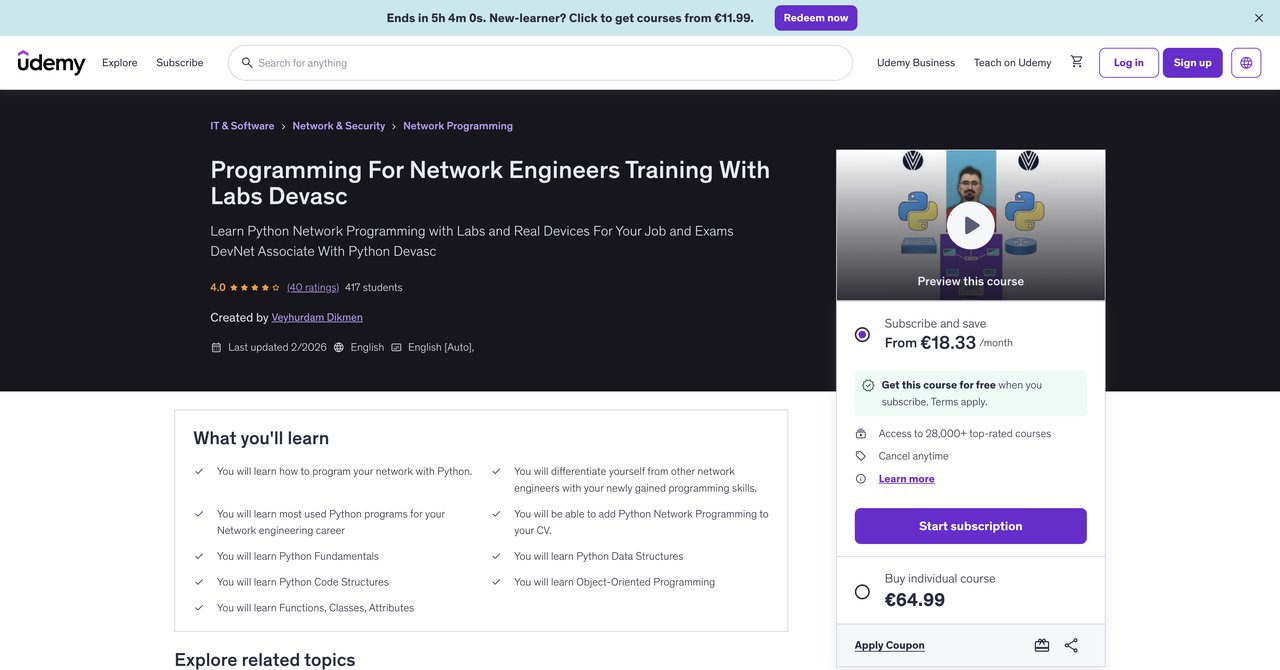 Programming For Network Engineers Devasc by Udemy