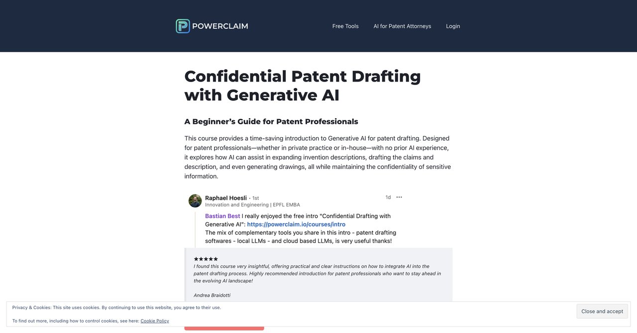 Confidential Patent Drafting with Generative AI by PowerClaim