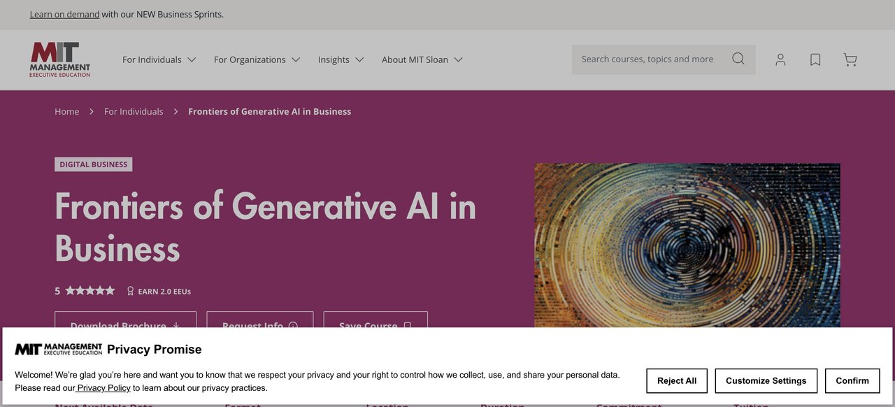 Frontiers of Generative AI in Business by MIT Sloan Executive Education