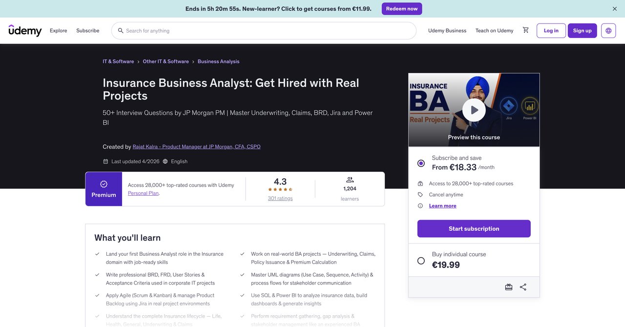 Udemy Business Analyst Course