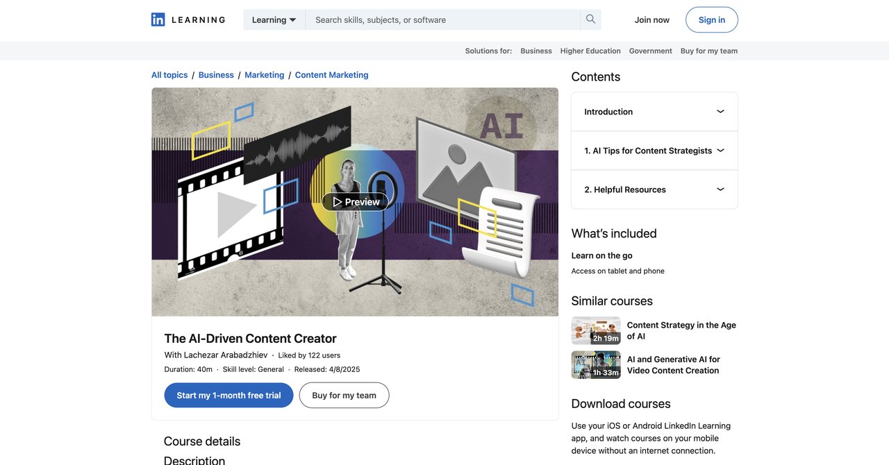 The AI-Driven Content Creator by LinkedIn Learning