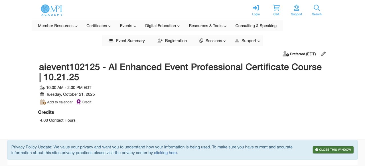 AI Enhanced Event Professional Certificate Course