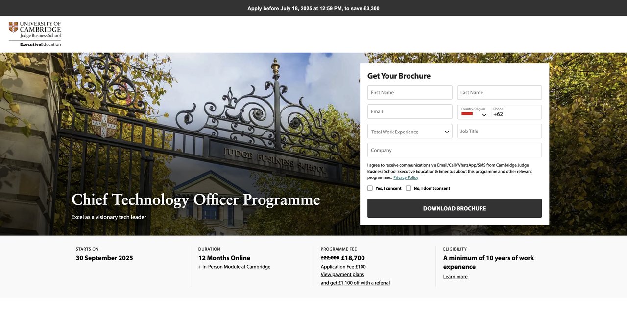 Chief Technology Officer Program (University of Cambridge Judge Business School)