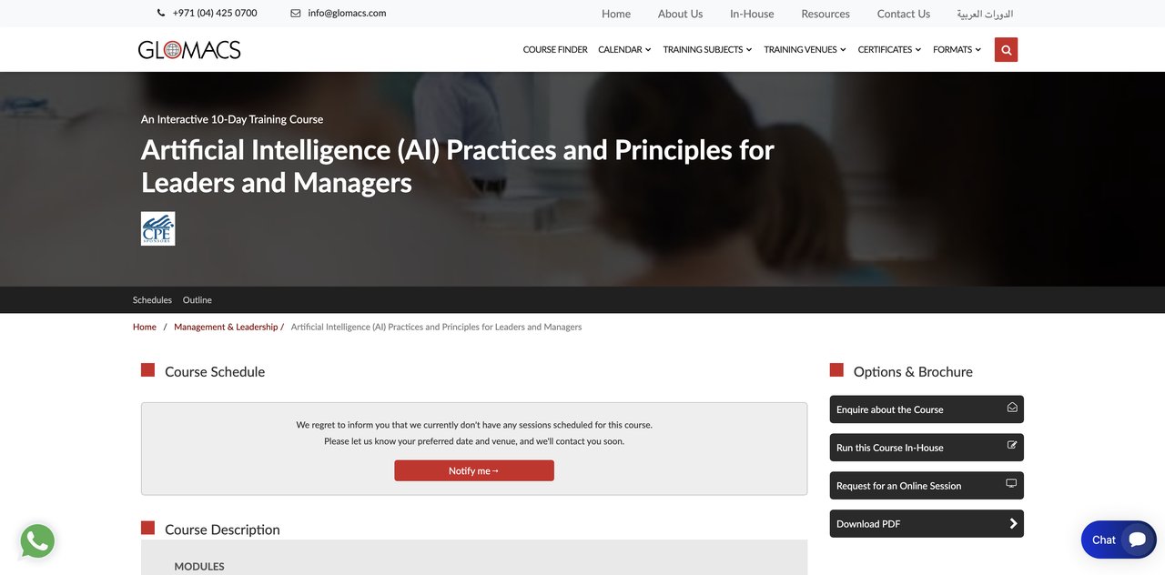 Artificial Intelligence (AI) for Leaders and Managers by GLOMACS
