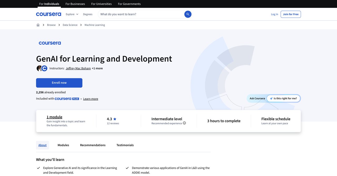 GenAI for Learning and Development by Coursera
